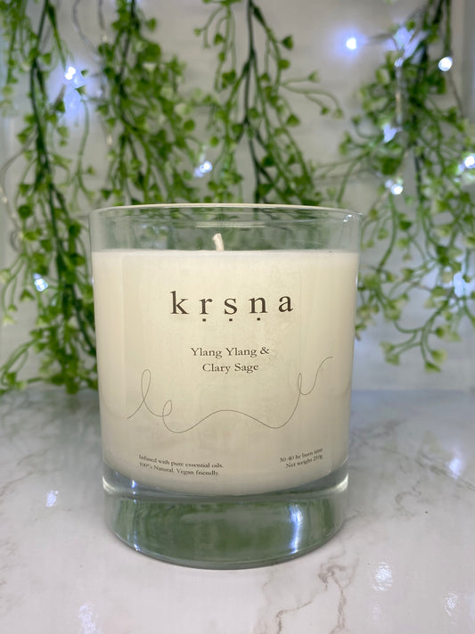 Ylang Ylang and Clary Sage Essential Oil Handmade Candle