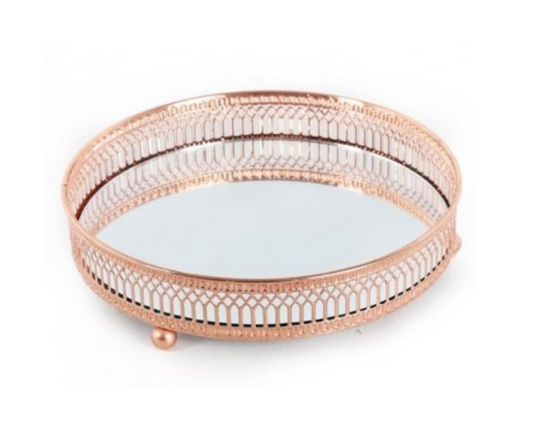 Copper Coloured Mirrored Candle Tray (20cm)